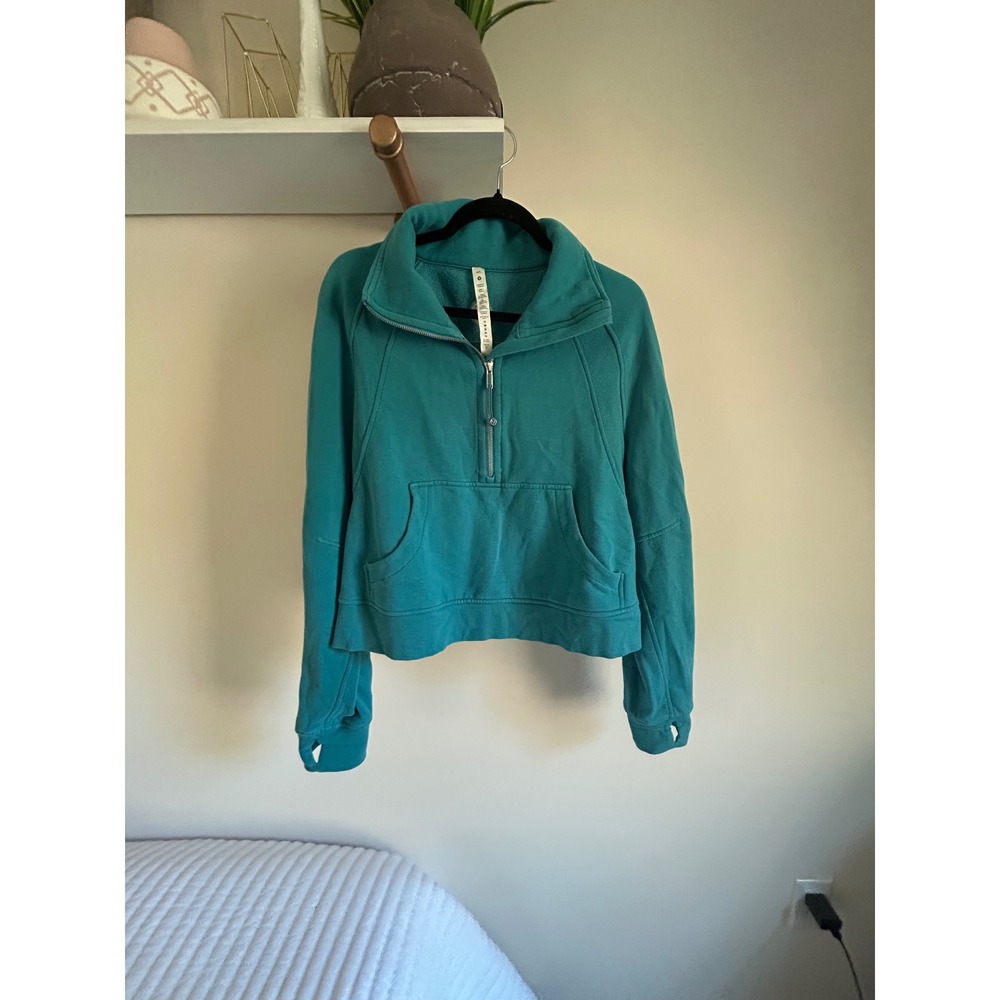 Lululemon Scuba Oversized Half-Zip Hoodie Teal Blue Green M/L LW3FJ6S
